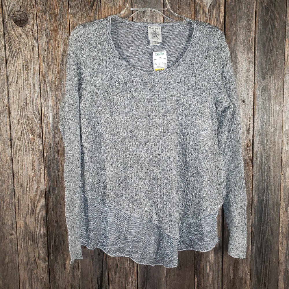 NEW Ransom M Silver Thin Overlay Sweater Top‎